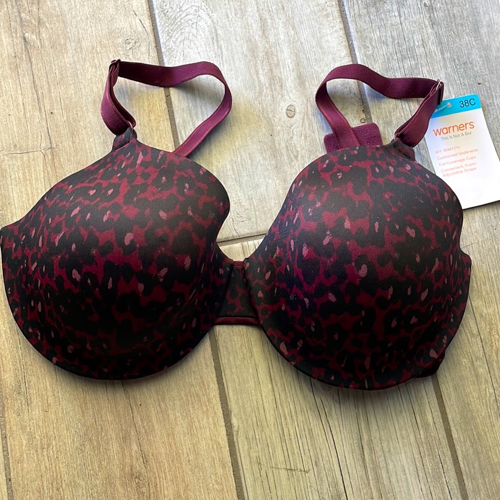 Warners 38C underwire bra leopard print NWT
